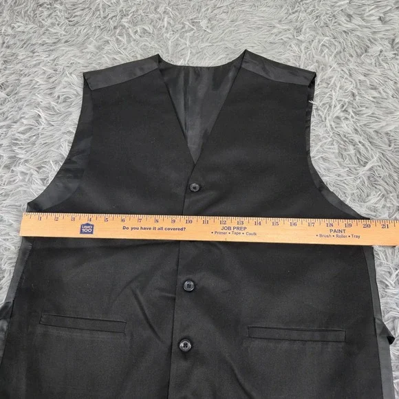 Unbranded Mens L Black Formal 5-Button Adjustable Back Tuxedo Vest Waistcoat - Picture 2 of 4